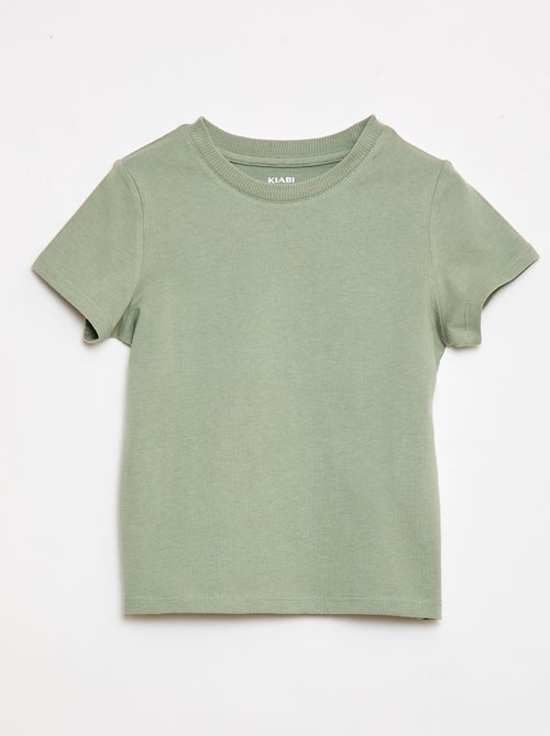 Camiseta lisa de punto de algodón - Kiabi