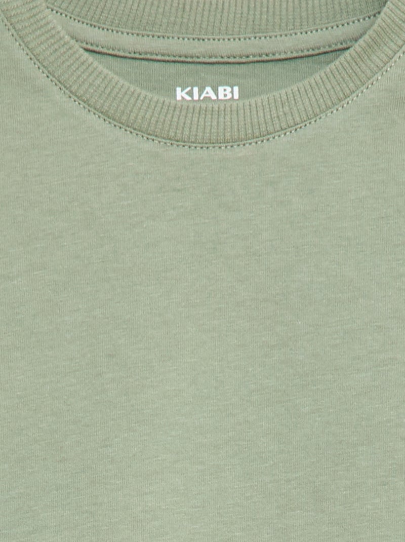 Camiseta lisa de punto de algodón Azul - Kiabi