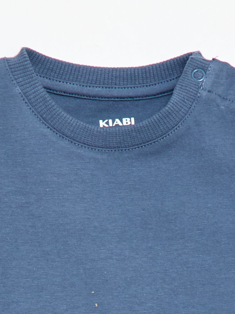 Camiseta lisa de punto de algodón Azul - Kiabi