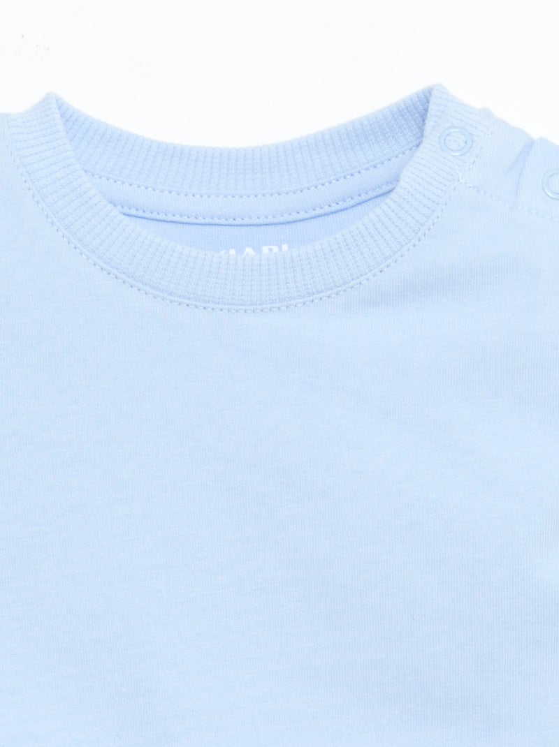 Camiseta lisa de punto de algodón Azul - Kiabi
