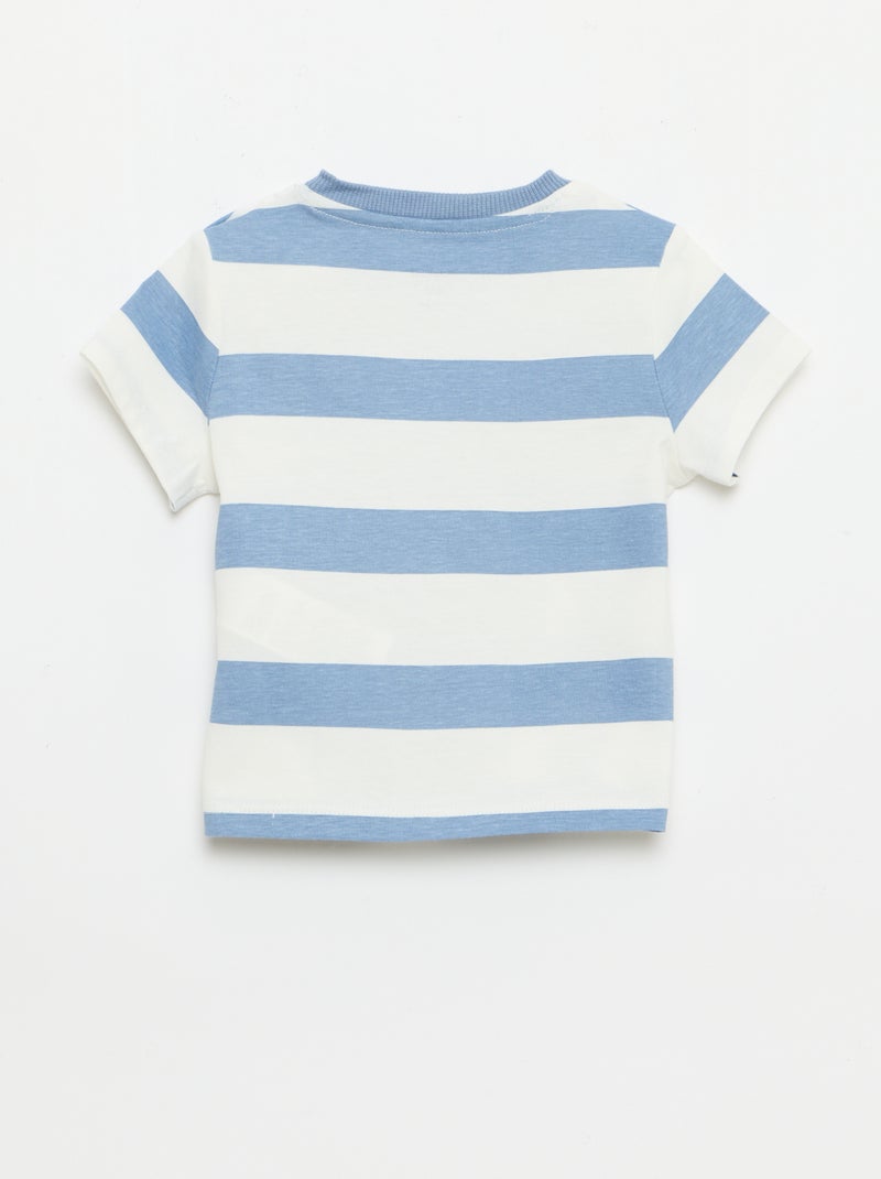 Camiseta lisa de punto de algodón Azul - Kiabi
