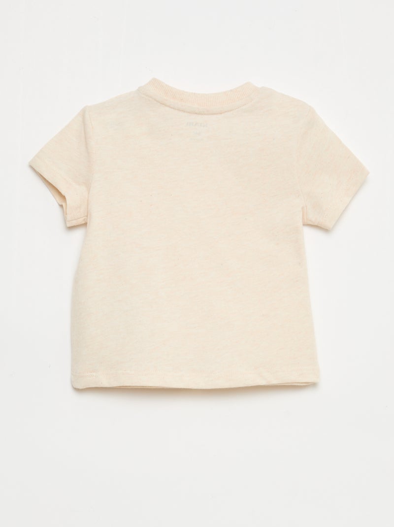 Camiseta lisa de punto de algodón Beige - Kiabi