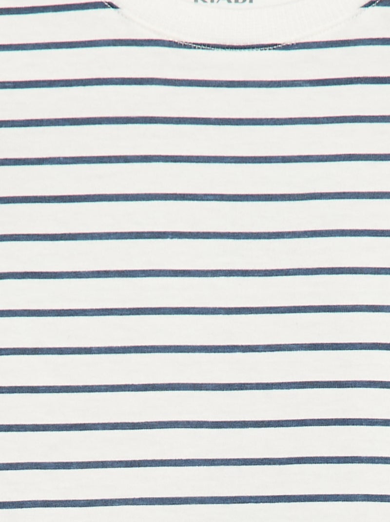 Camiseta lisa de punto de algodón Blanco - Kiabi