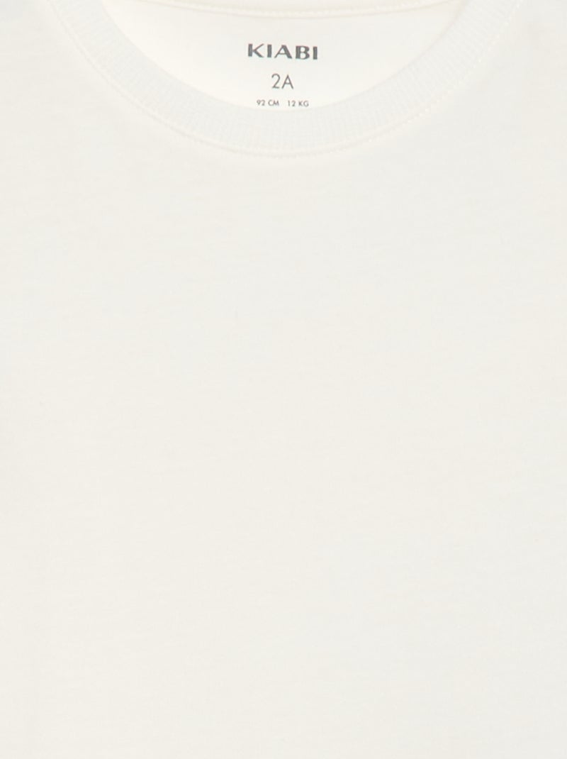 Camiseta lisa de punto de algodón Blanco - Kiabi