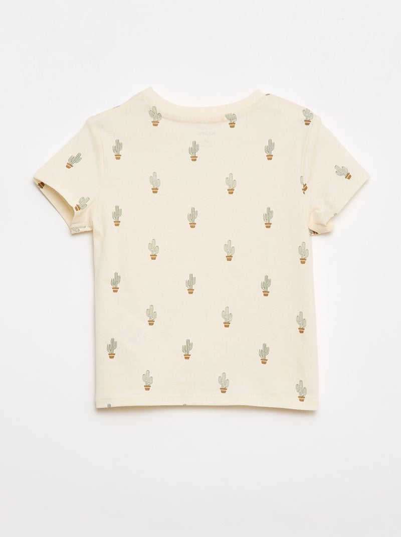 Camiseta lisa de punto de algodón Blanco - Kiabi