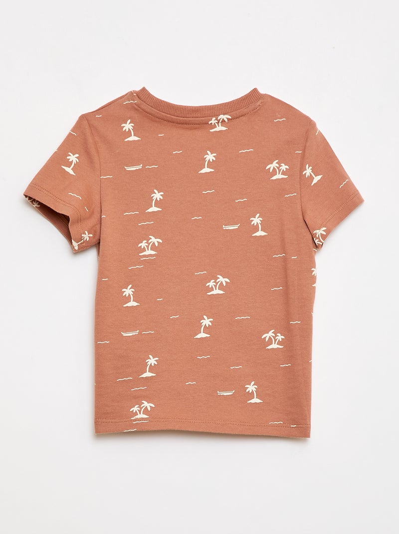 Camiseta lisa de punto de algodón Marron - Kiabi