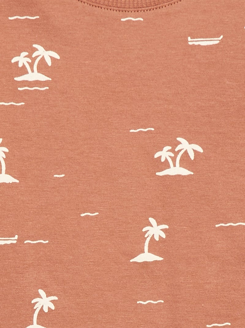 Camiseta lisa de punto de algodón Marron - Kiabi