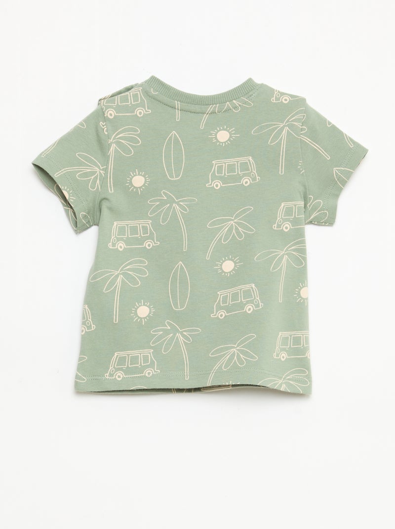Camiseta lisa de punto de algodón Verde - Kiabi