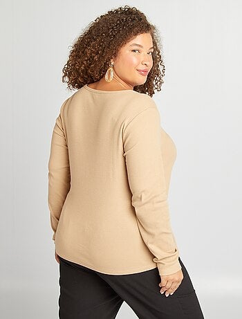 Camiseta lisa de punto de canalé