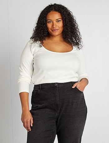 Camiseta lisa de punto de canalé