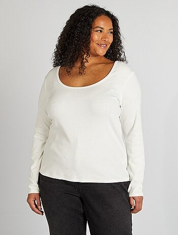 Camiseta lisa de punto de canalé