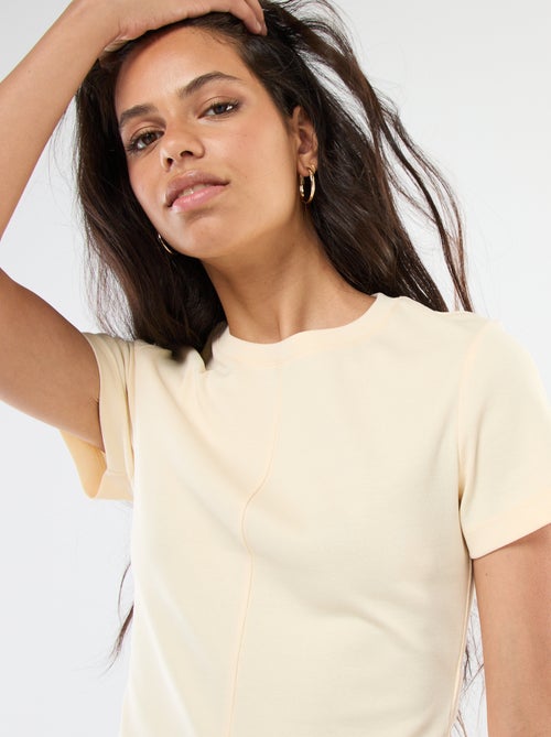 Camiseta lisa de punto de canalé fino - Kiabi