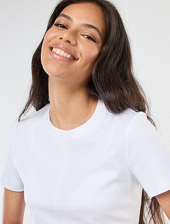 Camiseta lisa de punto de canalé fino