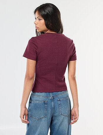 Camiseta lisa de punto de canalé fino