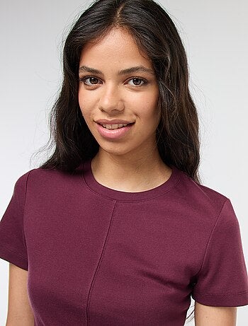 Camiseta lisa de punto de canalé fino