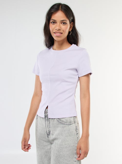 Camiseta lisa de punto de canalé fino - Kiabi