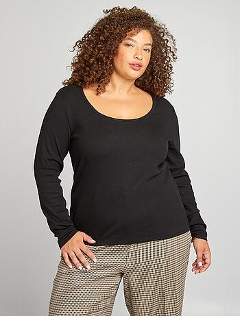 Camiseta lisa de punto de canalé