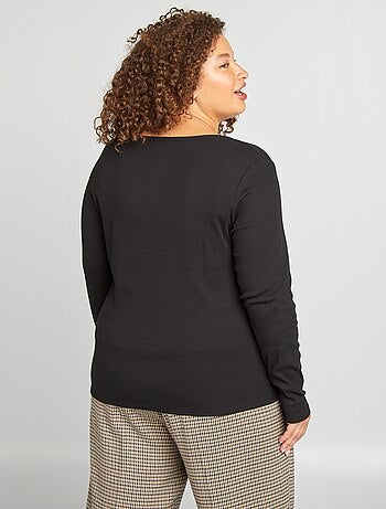 Camiseta lisa de punto de canalé