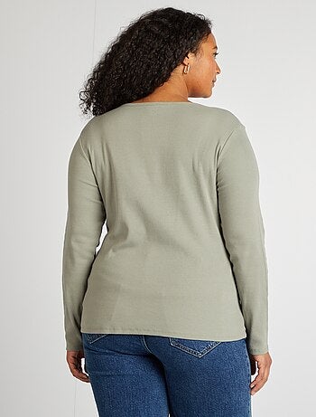 Camiseta lisa de punto de canalé