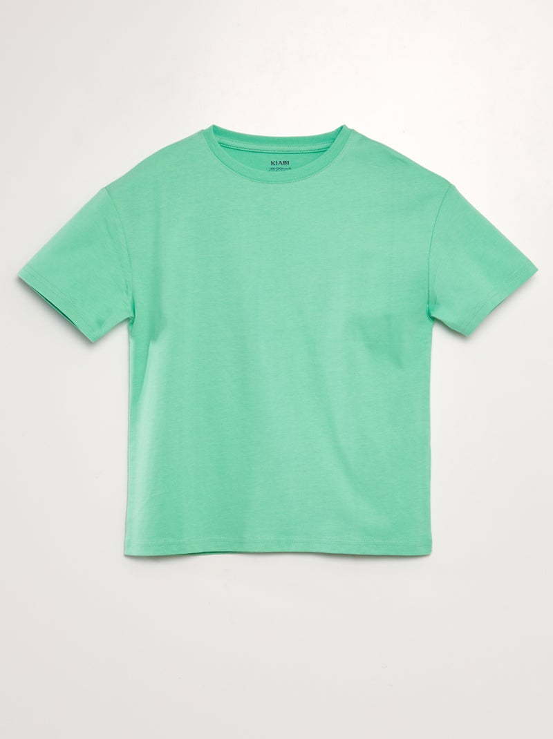 Camiseta lisa de punto grueso - Tough Cotton¿ VERDE - Kiabi