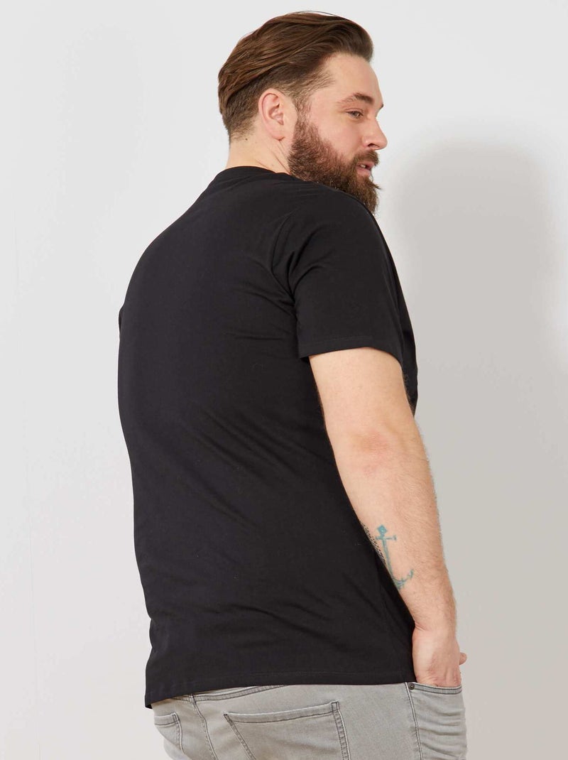 Camiseta lisa de punto jersey negro - Kiabi