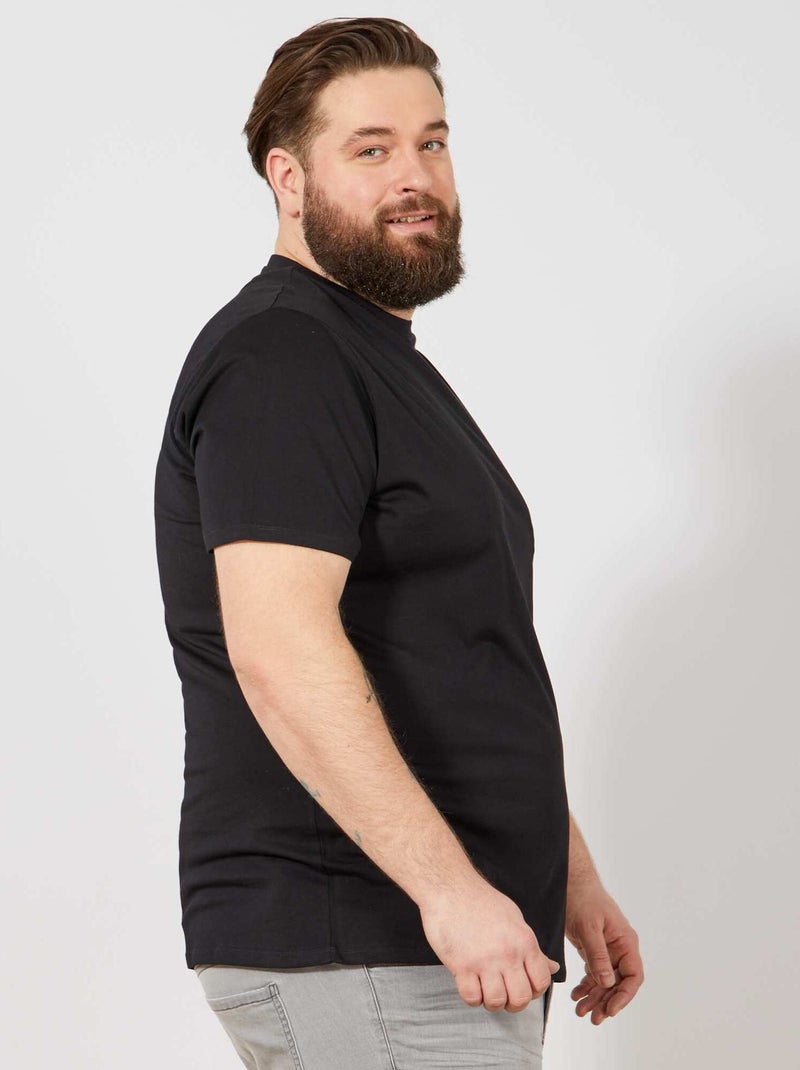 Camiseta lisa de punto jersey negro - Kiabi