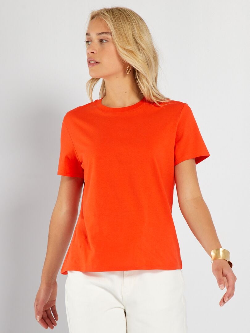 Camiseta lisa de punto Naranja - Kiabi