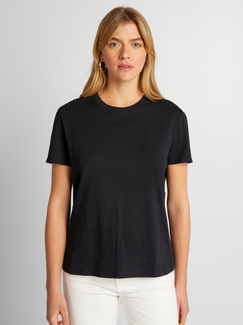 Camiseta lisa de punto negro - Kiabi