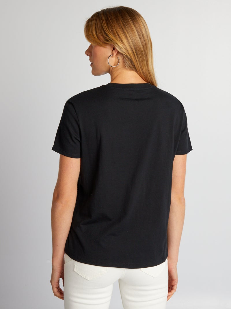 Camiseta lisa de punto negro - Kiabi
