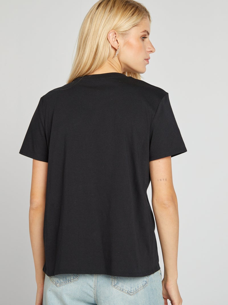Camiseta lisa de punto NEGRO - Kiabi