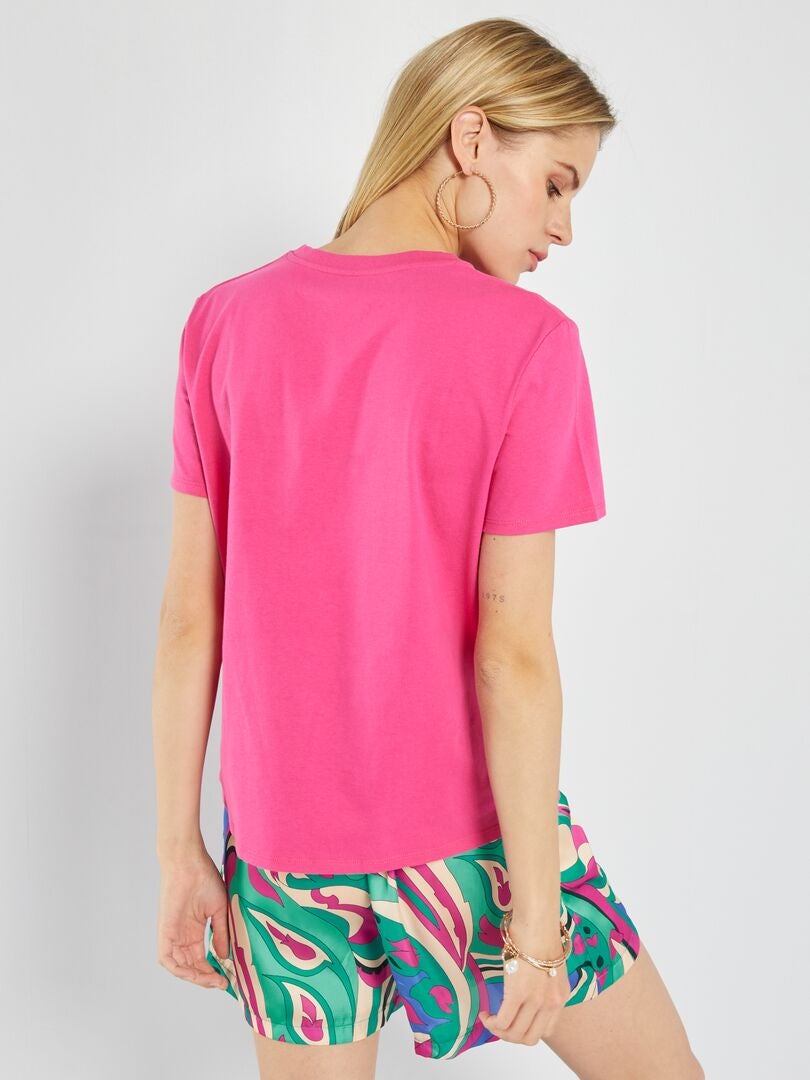 Camiseta lisa de punto rosa - Kiabi