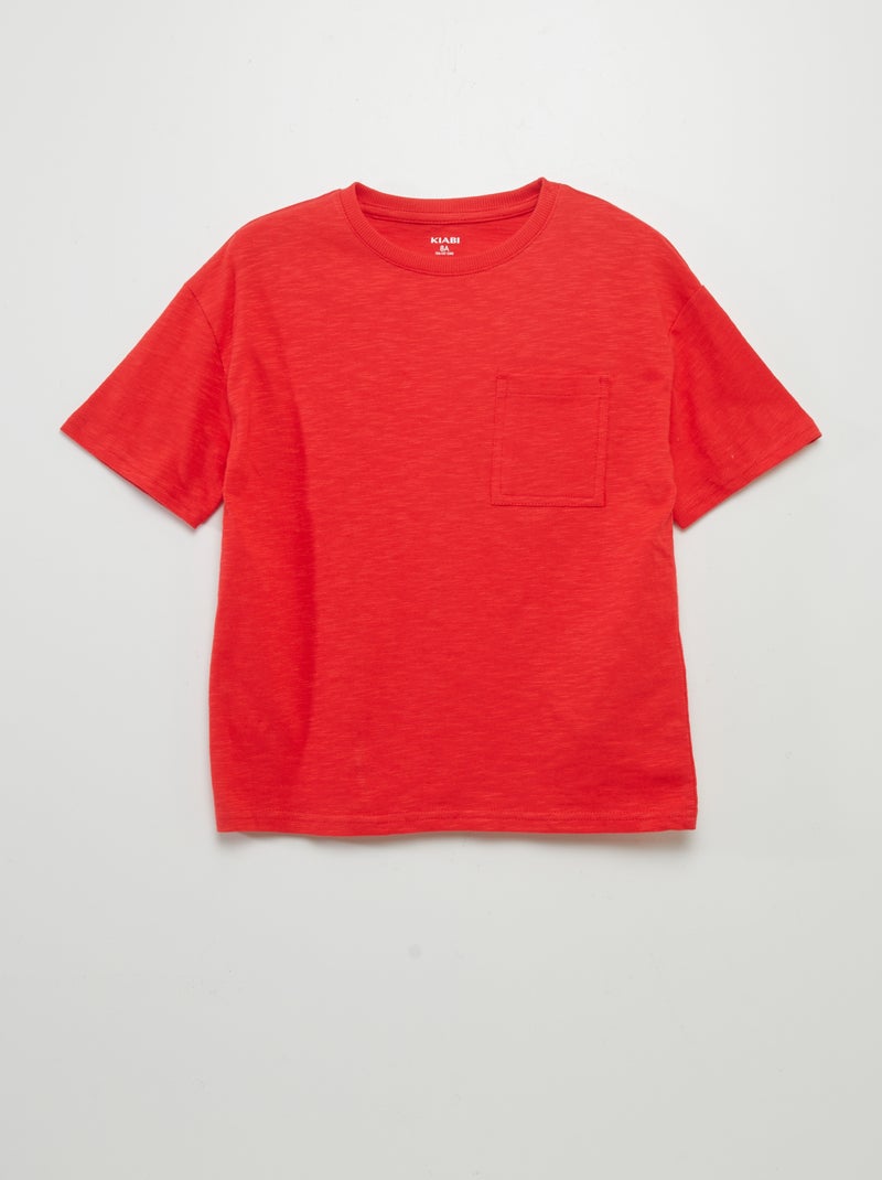 Camiseta lisa de punto torcido rojo - Kiabi