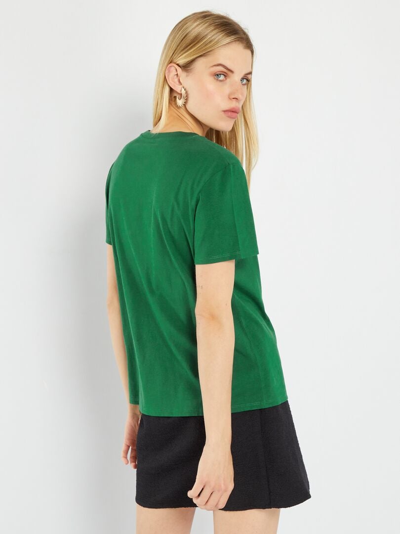 Camiseta lisa de punto Verde - Kiabi