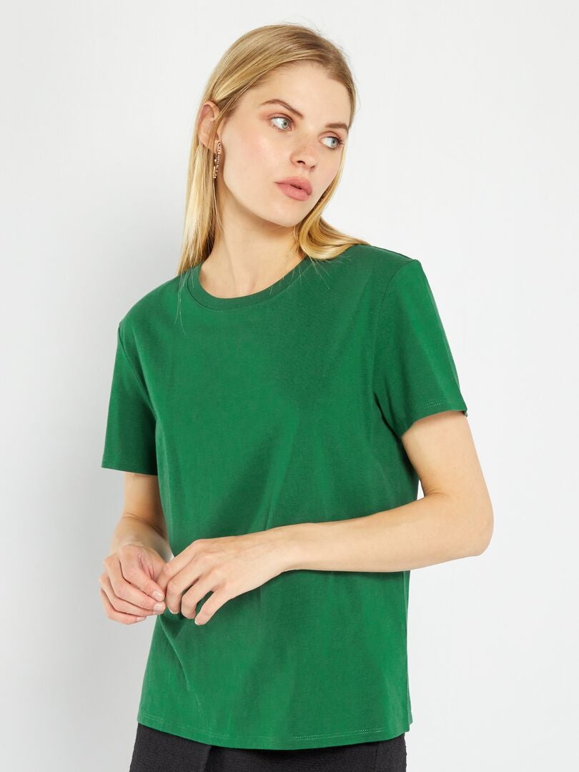 Camiseta lisa de punto Verde - Kiabi