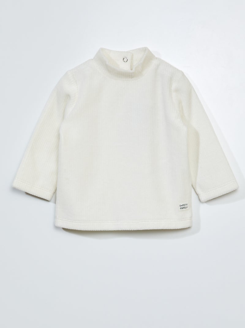 Camiseta lisa de terciopelo Blanco - Kiabi
