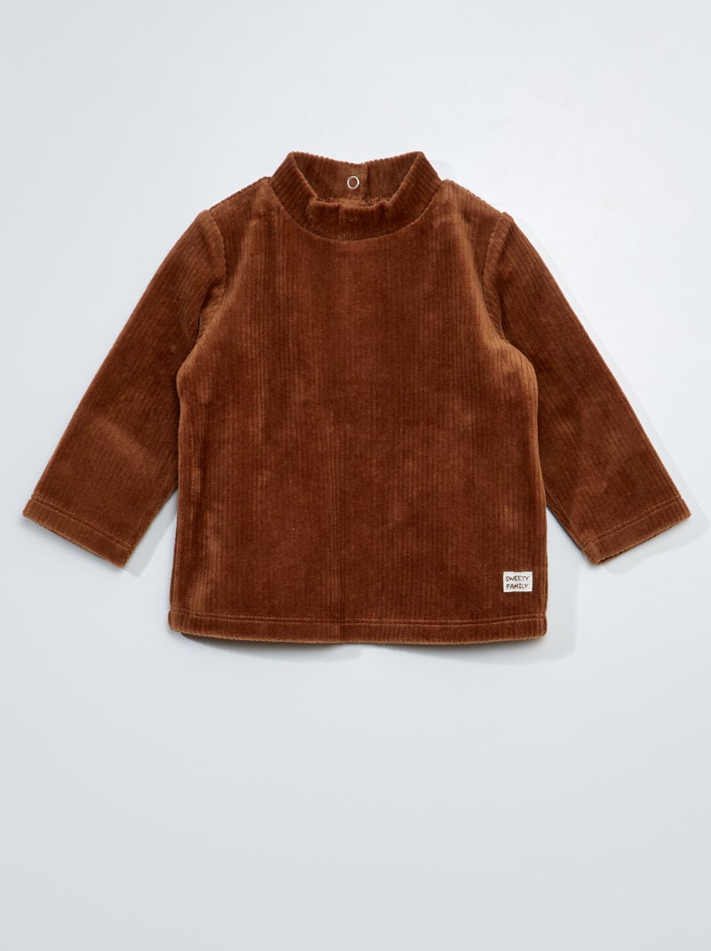 Camiseta lisa de terciopelo NARANJA - Kiabi