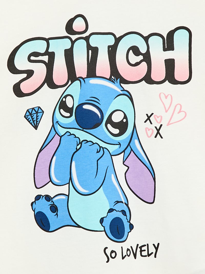 Camiseta lisa 'Disney' 'Stitch' de algodón Blanco - Kiabi