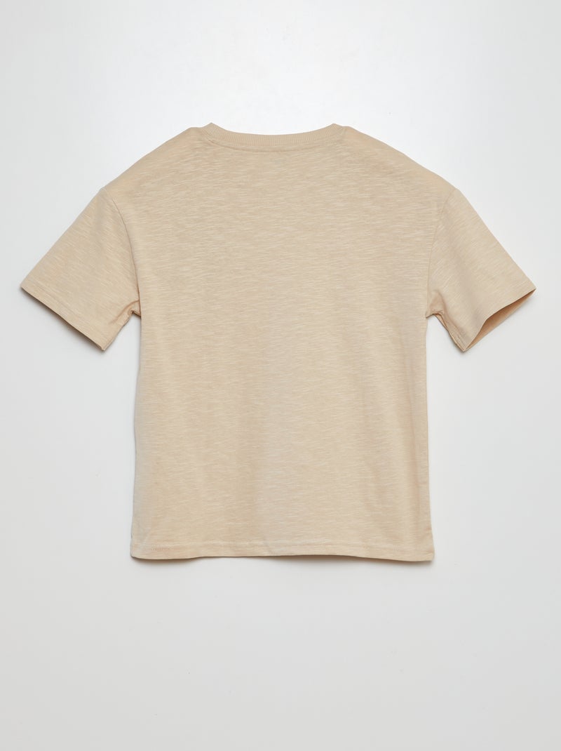 Camiseta lisa oversize con bolsillo BEIGE - Kiabi