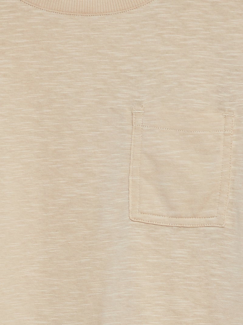 Camiseta lisa oversize con bolsillo BEIGE - Kiabi
