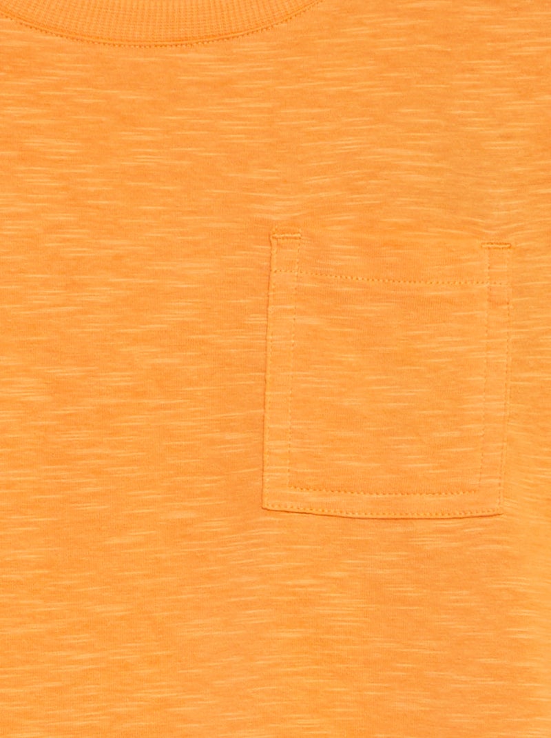 Camiseta lisa oversize con bolsillo NARANJA - Kiabi