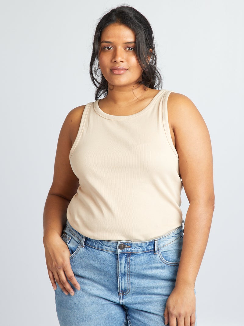 Camiseta lisa sin mangas BEIGE - Kiabi