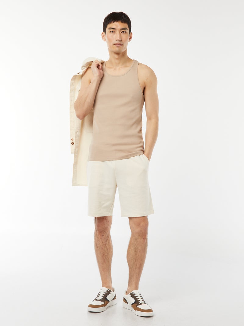 Camiseta lisa sin mangas beige - Kiabi