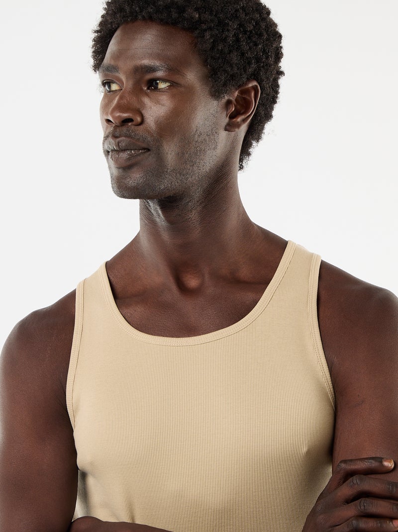 Camiseta lisa sin mangas Beige - Kiabi