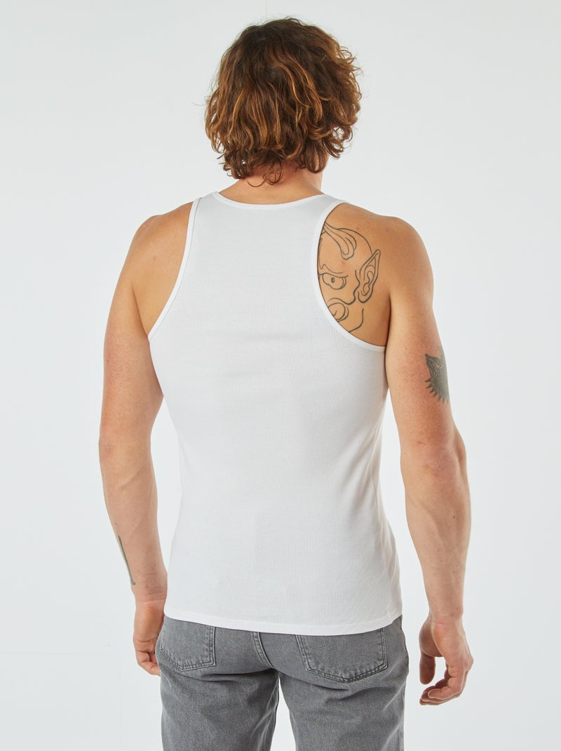 Camiseta lisa sin mangas blanco - Kiabi