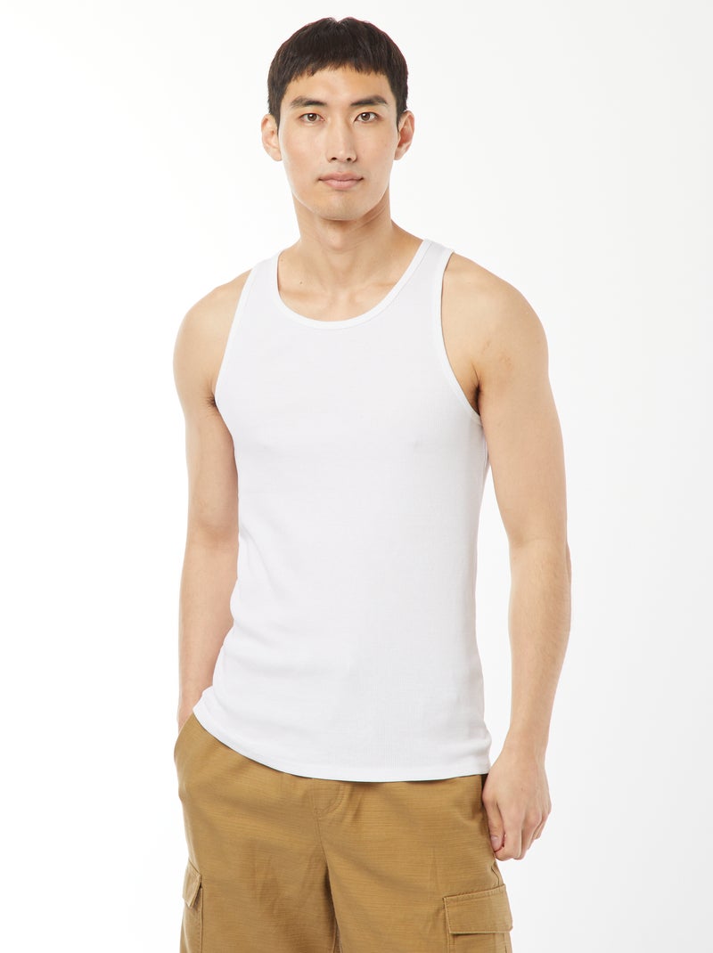Camiseta lisa sin mangas Blanco - Kiabi