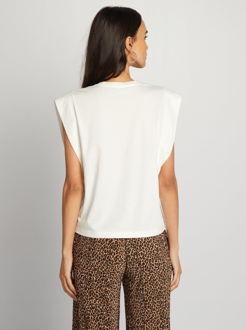 Camiseta lisa sin mangas blanco - Kiabi