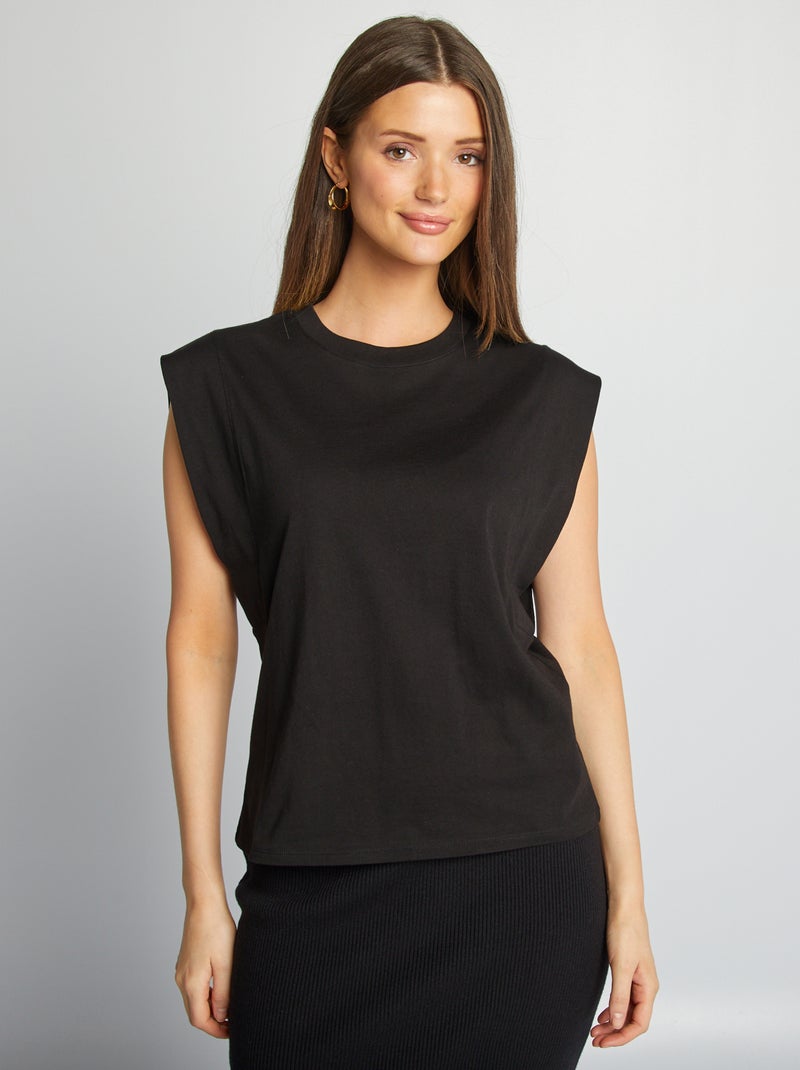 Camiseta lisa sin mangas negro - Kiabi