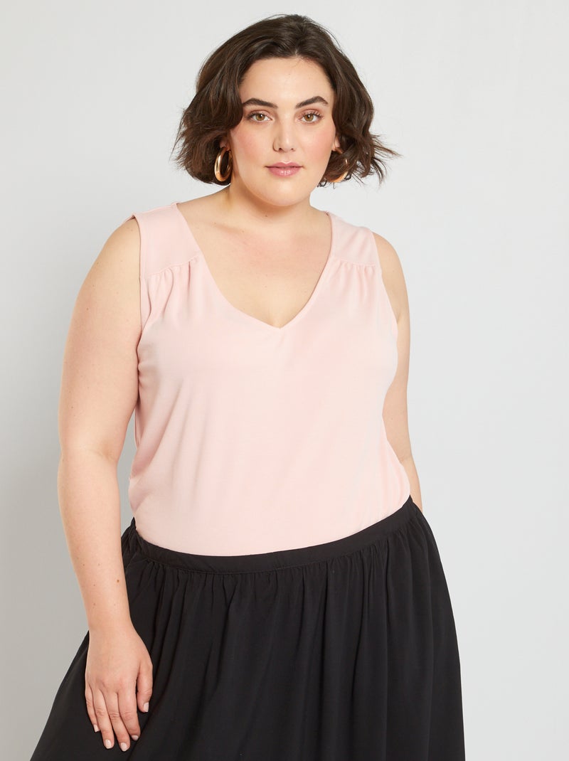 Camiseta lisa sin mangas rosa - Kiabi