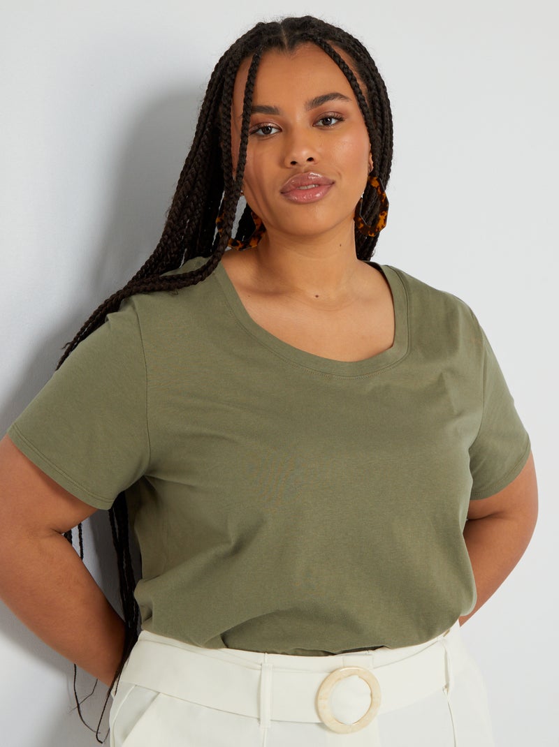 Camiseta lisa verde liquen - Kiabi