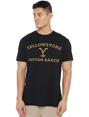 Camiseta logotipo curvado para hombre - yellowstone